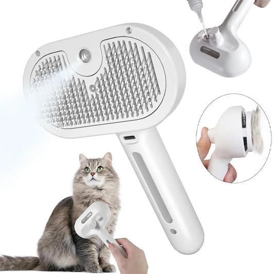 3-In-1 Dog Hair Brush Cat Hair Brush Electric Pet Cleaning Brush Steam Spray Brush Massage Hair Removal Comb Anti-Tangle Brush